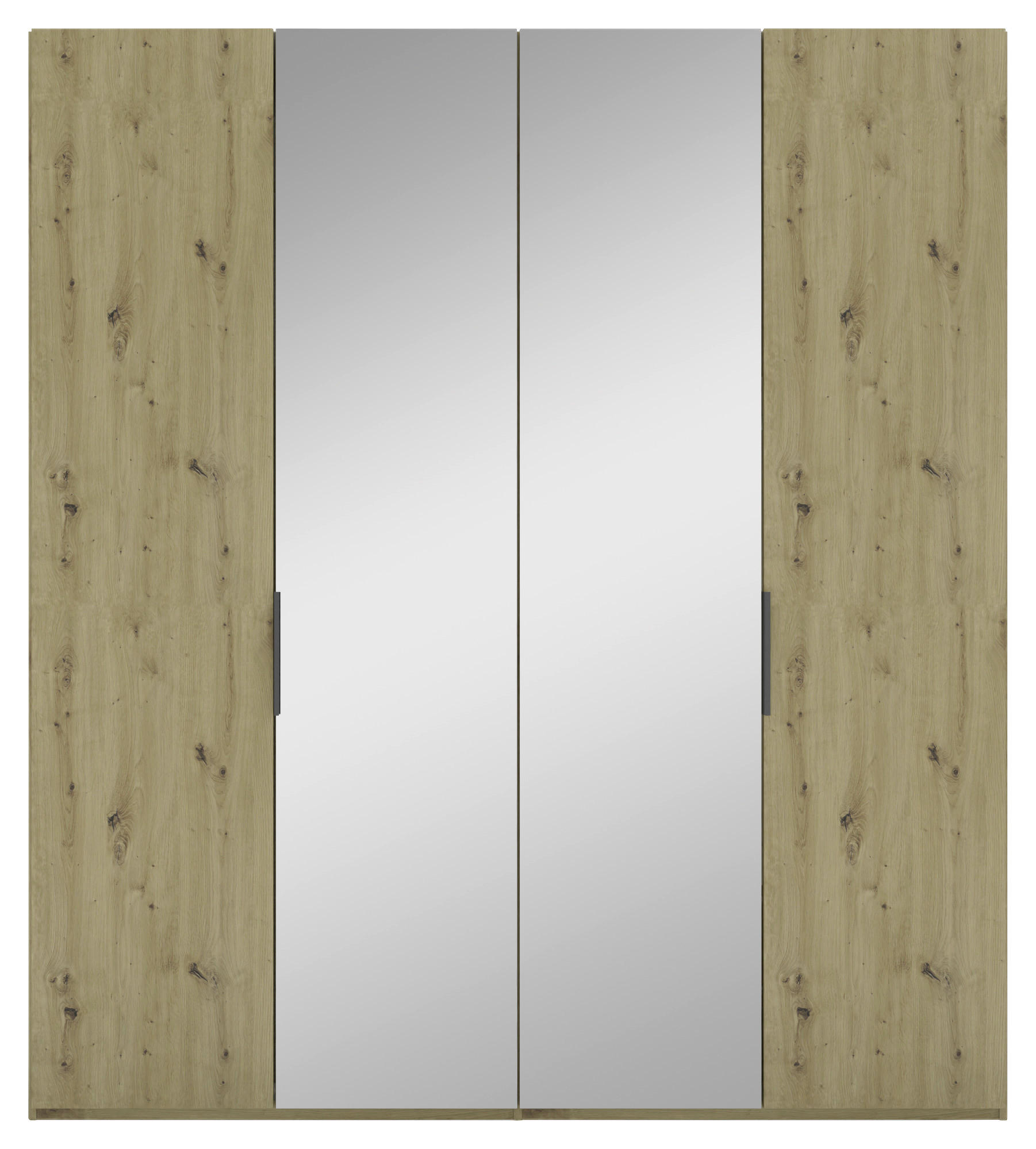 DREHTÜRENSCHRANK 200/223/62 cm 4-türig Eiche Artisan  - Schwarz/Eiche Artisan, KONVENTIONELL, Glas/Holzwerkstoff (200/223/62cm) - Novel