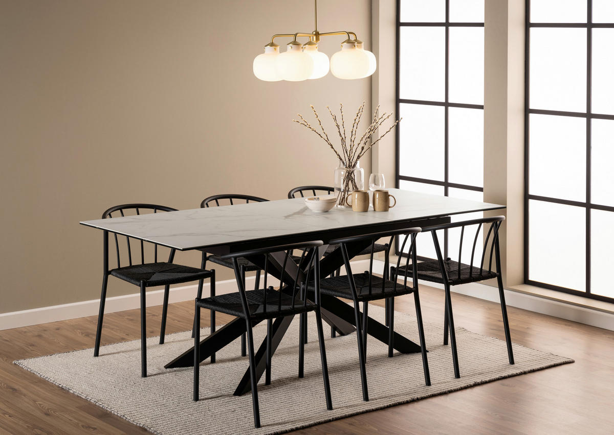 ESSTISCH in Metall, Glas, Keramik  - Schwarz/Weiß, Design, Glas/Keramik (210/90cm) - MID.YOU