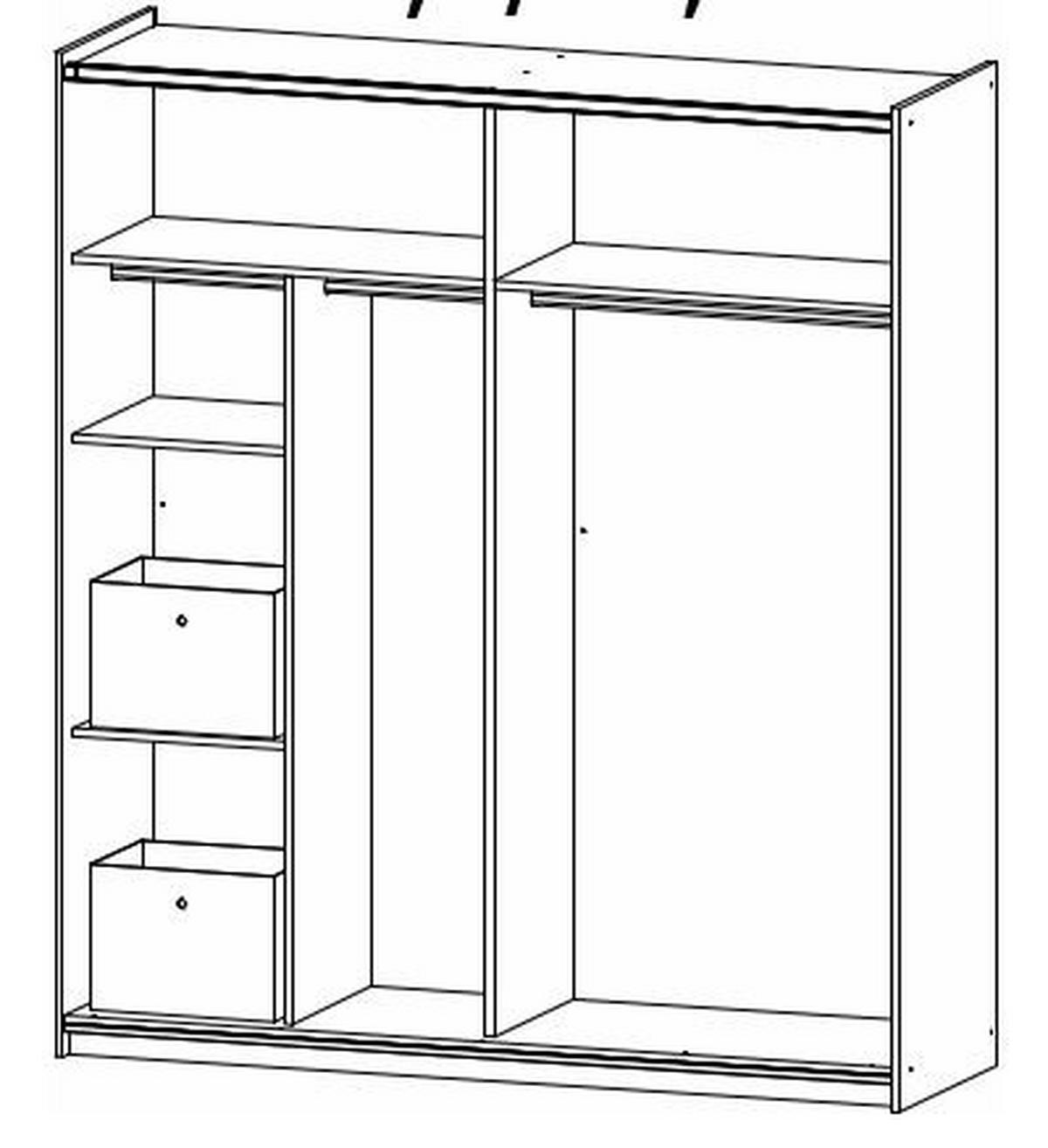 DULAP CU UșI CULISANTE in alb  - alb/culoare aluminiu, Modern, metal/material pe bază de lemn (175/210/59cm) - Hom`in