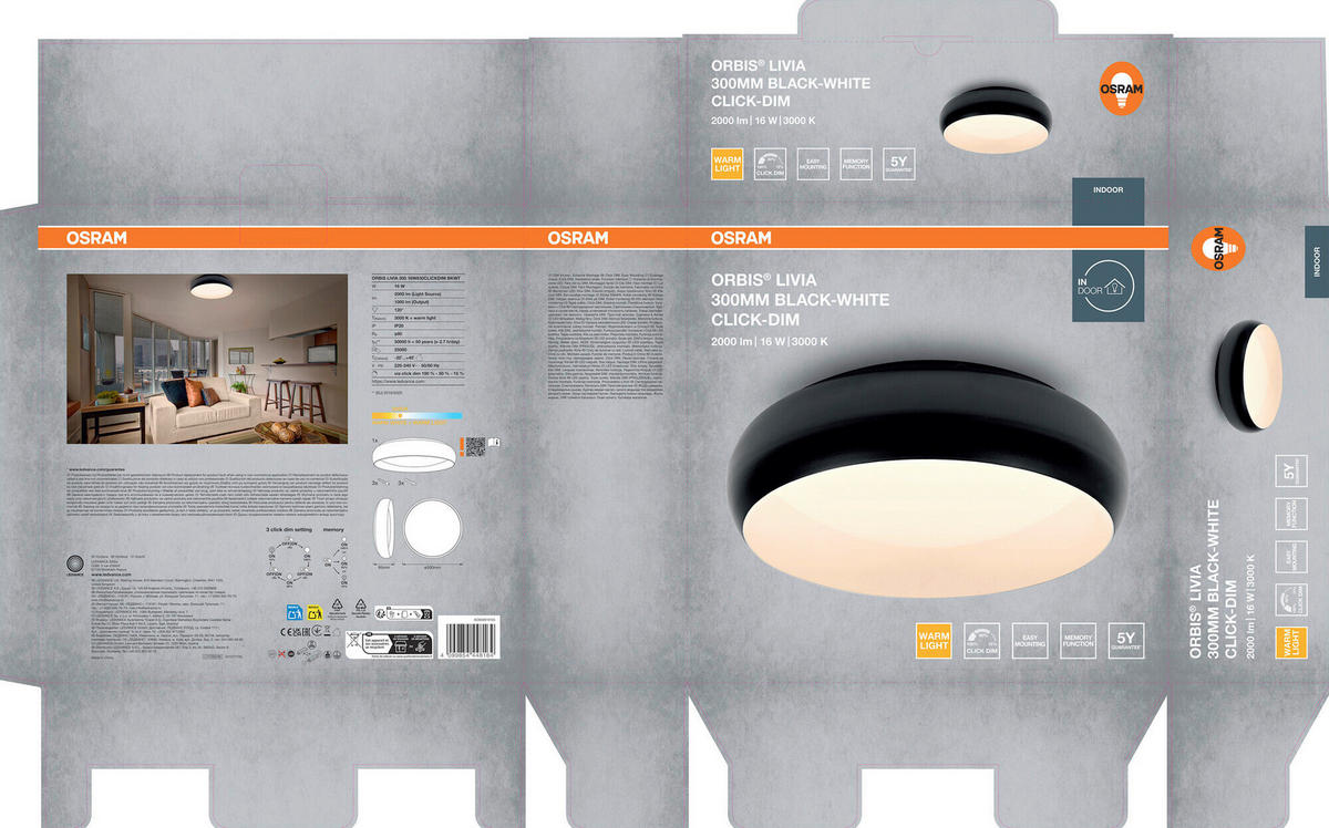 LED-DECKENLEUCHTE 30/9.5 cm   - Design, Kunststoff/Metall (30/9.5cm) - Osram