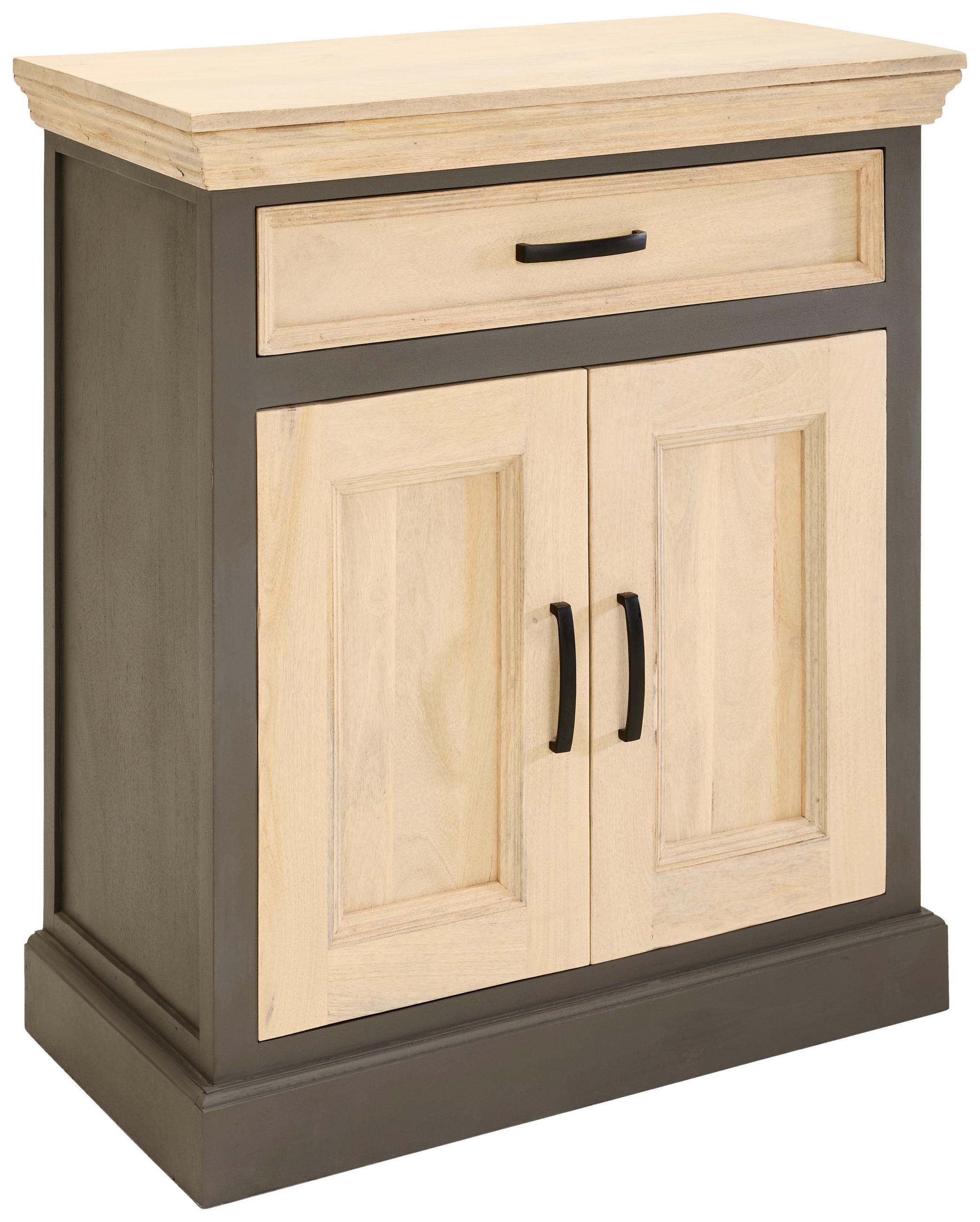 KONSOLE Mangoholz massiv Grau, Naturfarben  - Naturfarben/Grau, Natur, Holz (80/90/40cm) - Livetastic