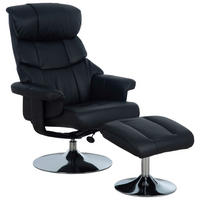 RELAXSESSELSET Lederlook Hocker    - Chromfarben/Schwarz, MODERN, Textil/Metall (80/108/86cm) - P & B