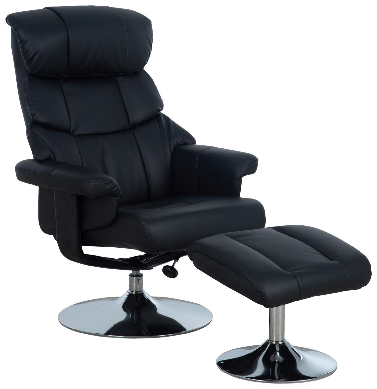 RELAXSESSELSET Lederlook Hocker    - Chromfarben/Schwarz, MODERN, Textil/Metall (80/108/86cm) - P & B