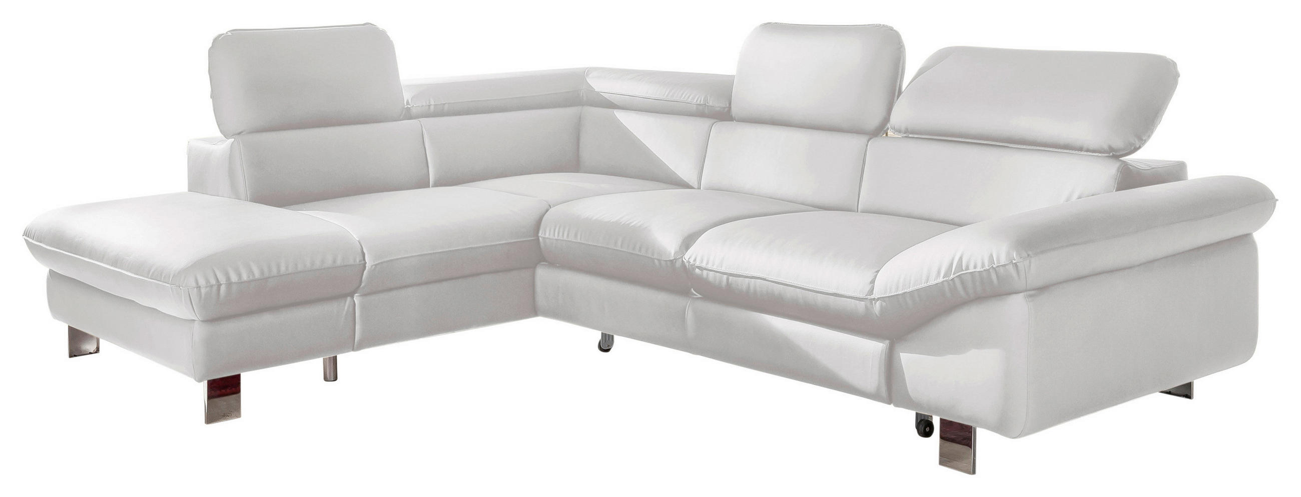 WOHNLANDSCHAFT in Lederlook Weiß  - Chromfarben/Weiß, MODERN, Textil/Metall (214/266cm) - MID.YOU