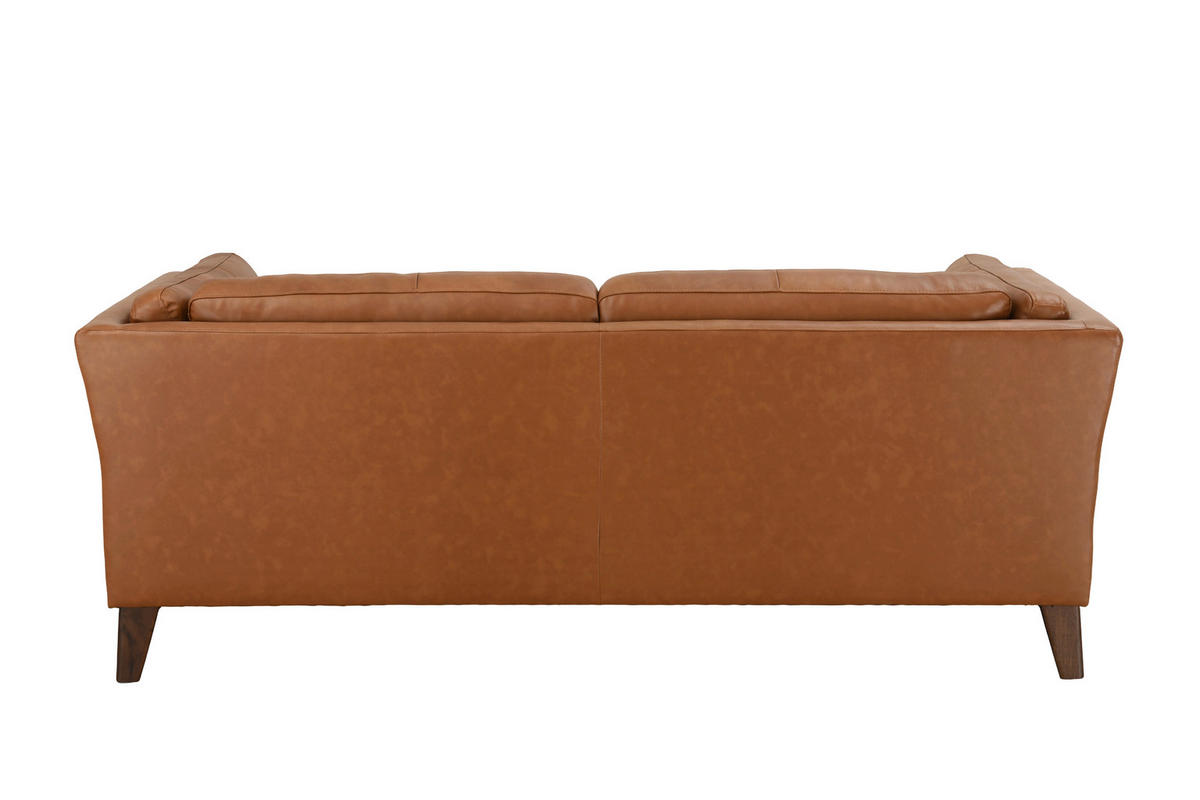 3-SITZER-SOFA SERA Echtleder Lederlook Cognac  - Cognac/Dunkelbraun, Design, Leder/Holz (190/72/88cm) - Livetastic