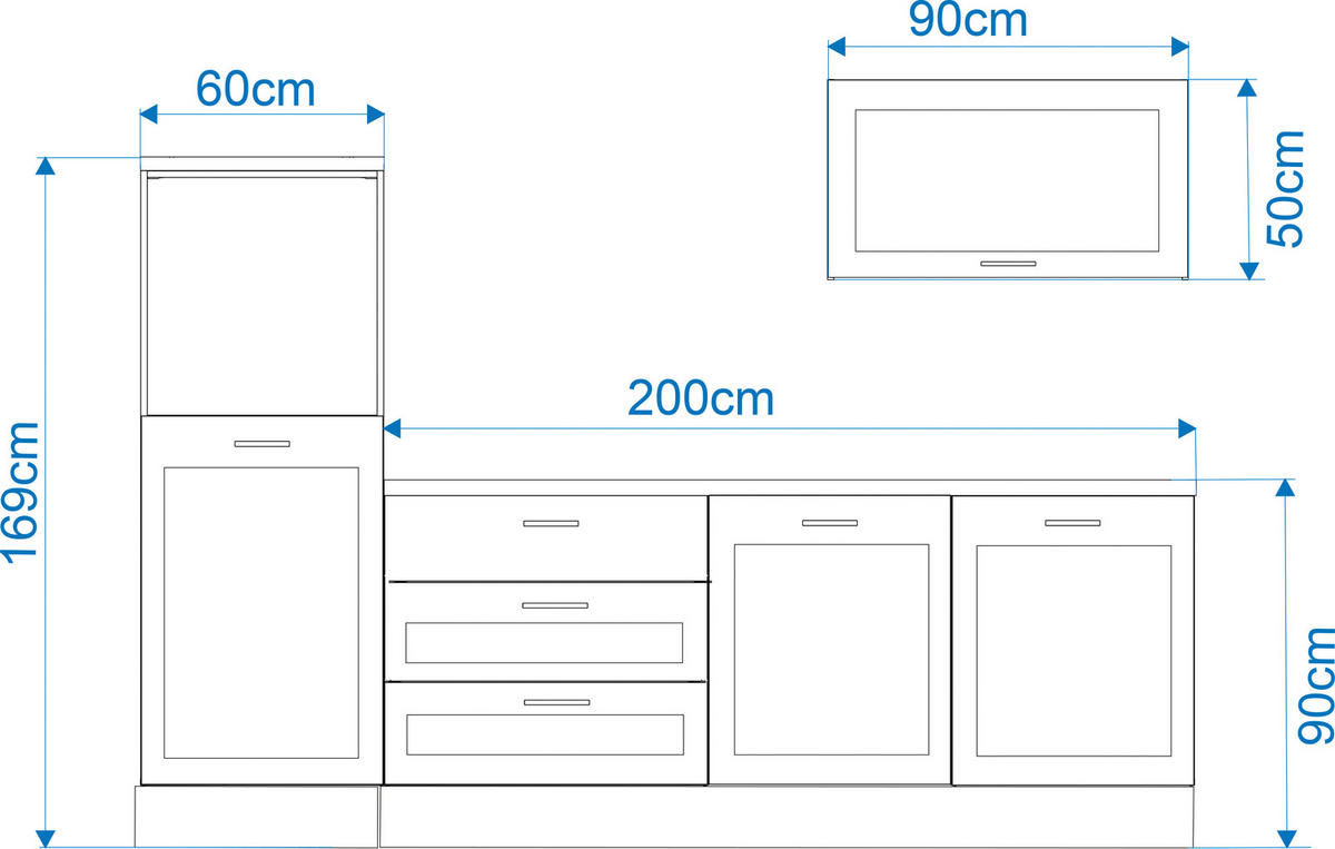 KÜCHENBLOCK 260 cm   in Grün, Eiche Artisan  - Schwarz/Eiche Artisan, Design, Holzwerkstoff/Metall (260cm) - P & B