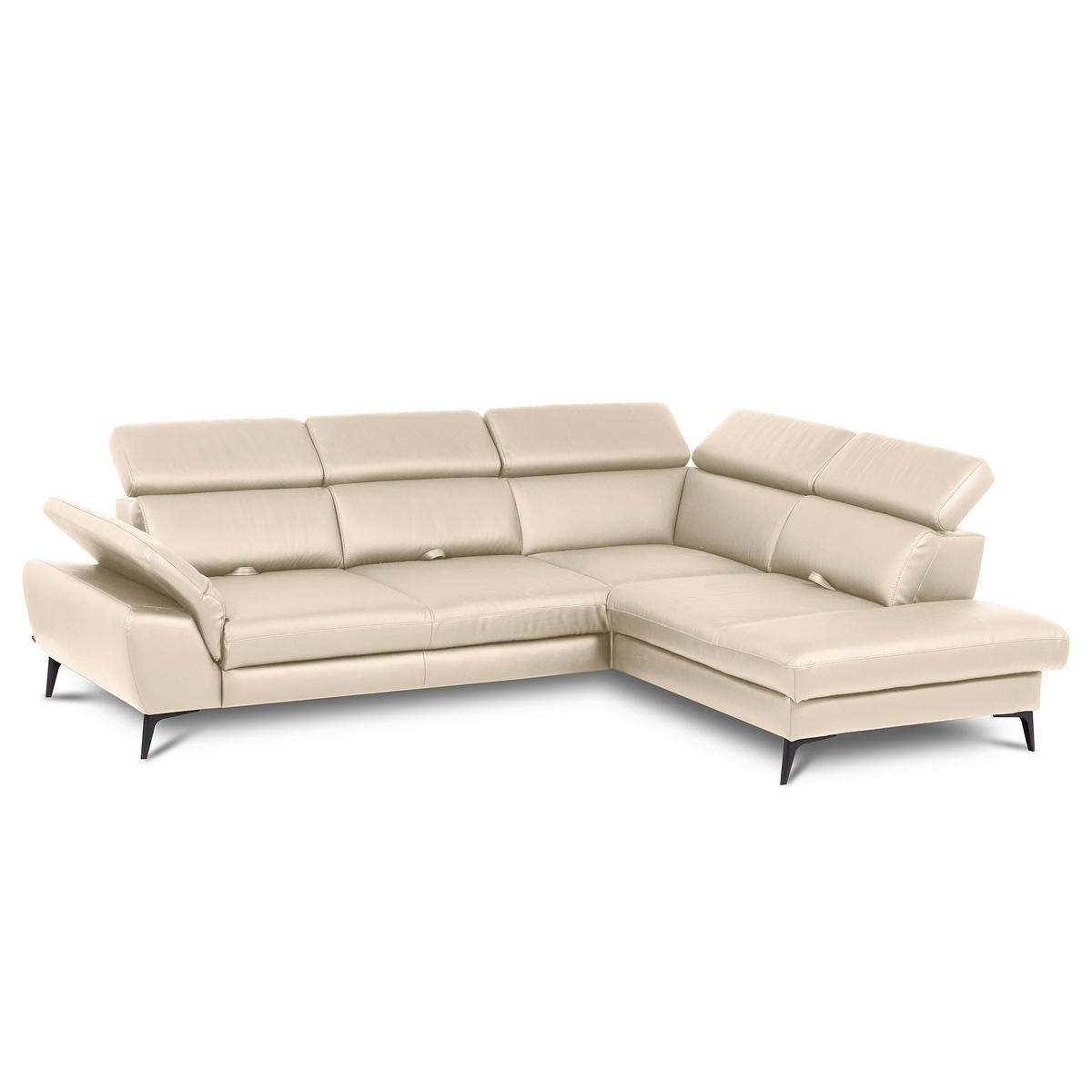 ECKSOFA  in Lederlook Echtleder Grau  274/220 cm  - Schwarz/Grau, Design, Leder/Textil (274/220cm) - Livetastic