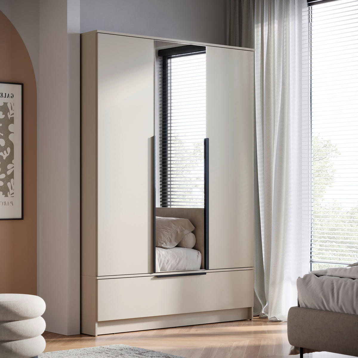 KLEIDERSCHRANK Beige, Kaschmir  - Kaschmir/Beige, Konventionell, Holzwerkstoff/Metall (134,5/192,9/51cm) - MID.YOU