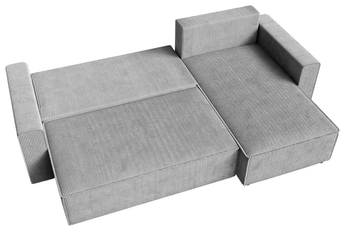ECKSOFA Grau Cord  - Schwarz/Grau, KONVENTIONELL, Kunststoff/Textil (232/143cm) - Carryhome