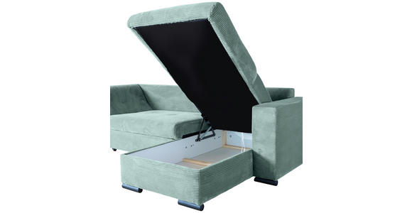 ECKSOFA Salbeigrün Cord  - Salbeigrün/Schwarz, KONVENTIONELL, Textil/Metall (258/168cm) - Carryhome