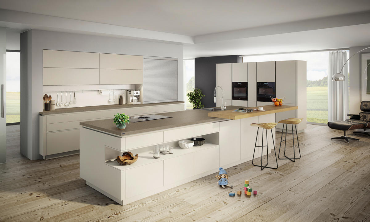 EINBAUKÜCHE   - Weiß, Design, Holzwerkstoff - EWE