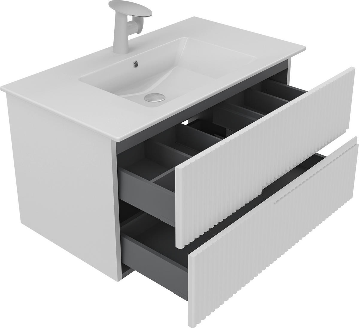 BADEZIMMER 3-teilig  in  - Weiß Hochglanz/Weiß, MODERN, Keramik/Holzwerkstoff (91/126/51cm) - MID.YOU