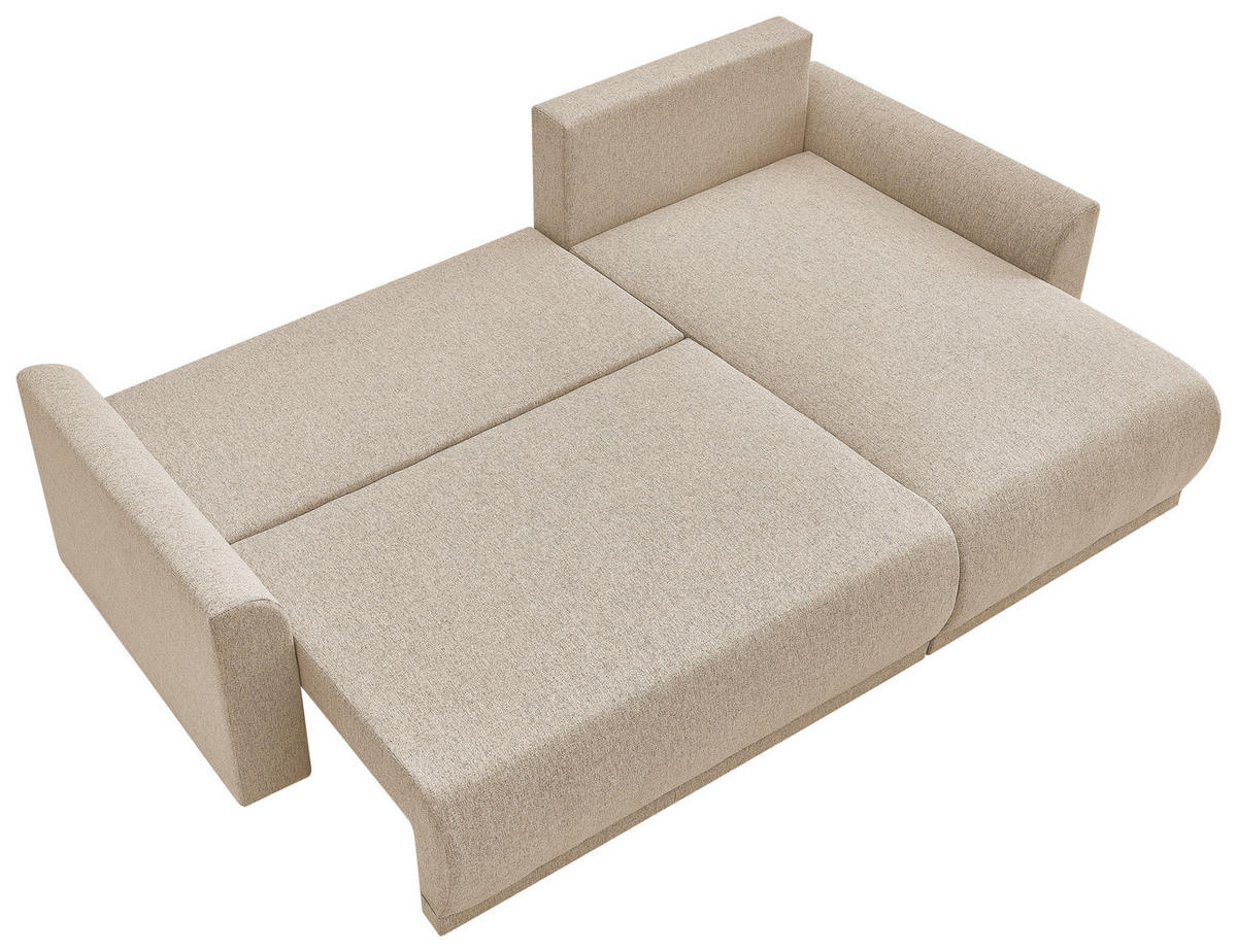 ECKSOFA KIMMY Beige Flachgewebe Zierkissen, Rückenkissen, Bettkasten  - Beige/Schwarz, Design, Kunststoff/Textil (233/146cm) - P & B