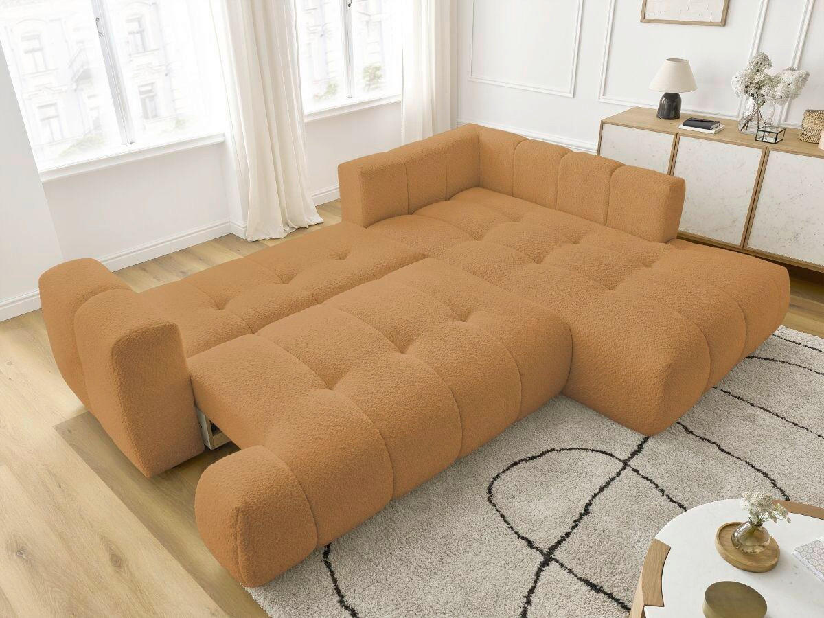 ECKSCHLAFSOFA EVEREST Bouclé Gelb  inkl. Rückenkissen, Schlaffunktion  - Gelb/Schwarz, MODERN, Kunststoff/Textil (282/204cm)