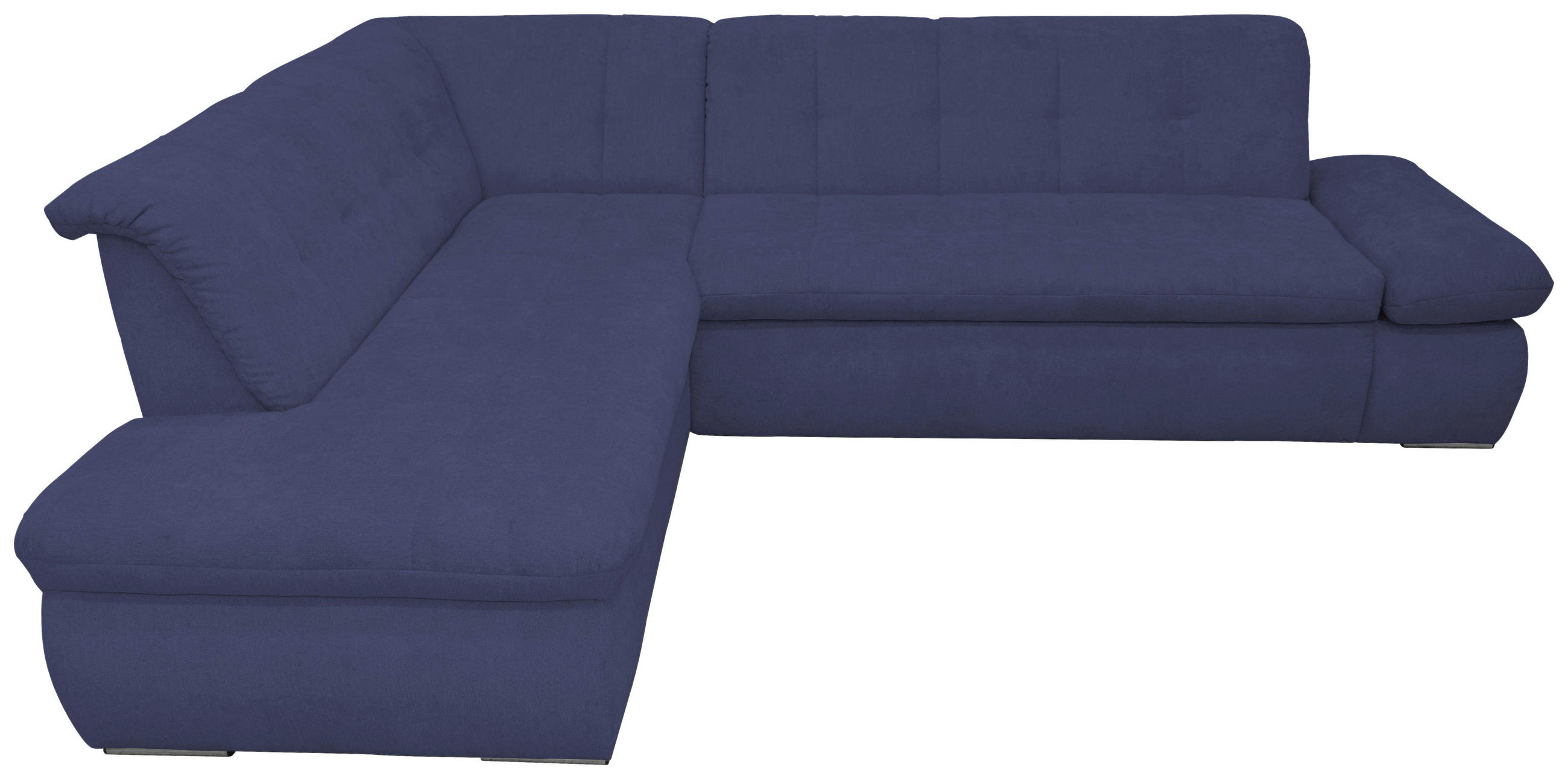 Ecksofa Dunkelblau Mikrofaser - Chromfarben/Dunkelblau, KONVENTIONELL, Textil/Metall (216/273cm) - MID.YOU
