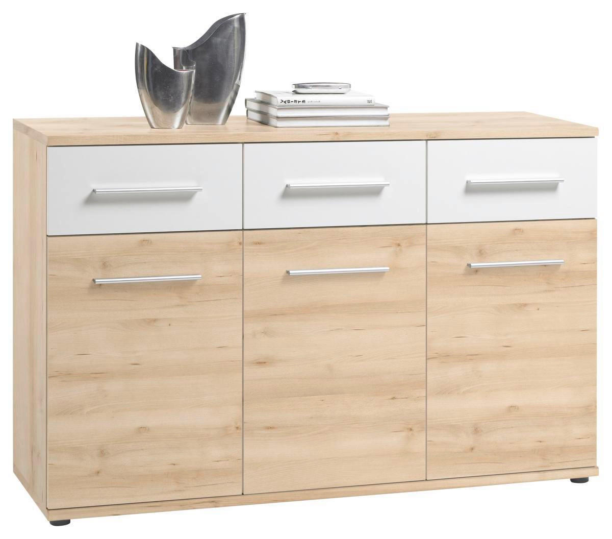 COMODĂ 135/90/40 cm  - culoare lemn fag/alb, Design, plastic/material pe bază de lemn (135/90/40cm) - Ti'me