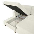 ECKSOFA Creme Flachgewebe Bettkasten, Schlaffunktion, Rücken echt, Kopfstütze, Liegefläche im Originalstoff  - Buchefarben/Creme, KONVENTIONELL, Holz/Textil (166/241cm) - Carryhome