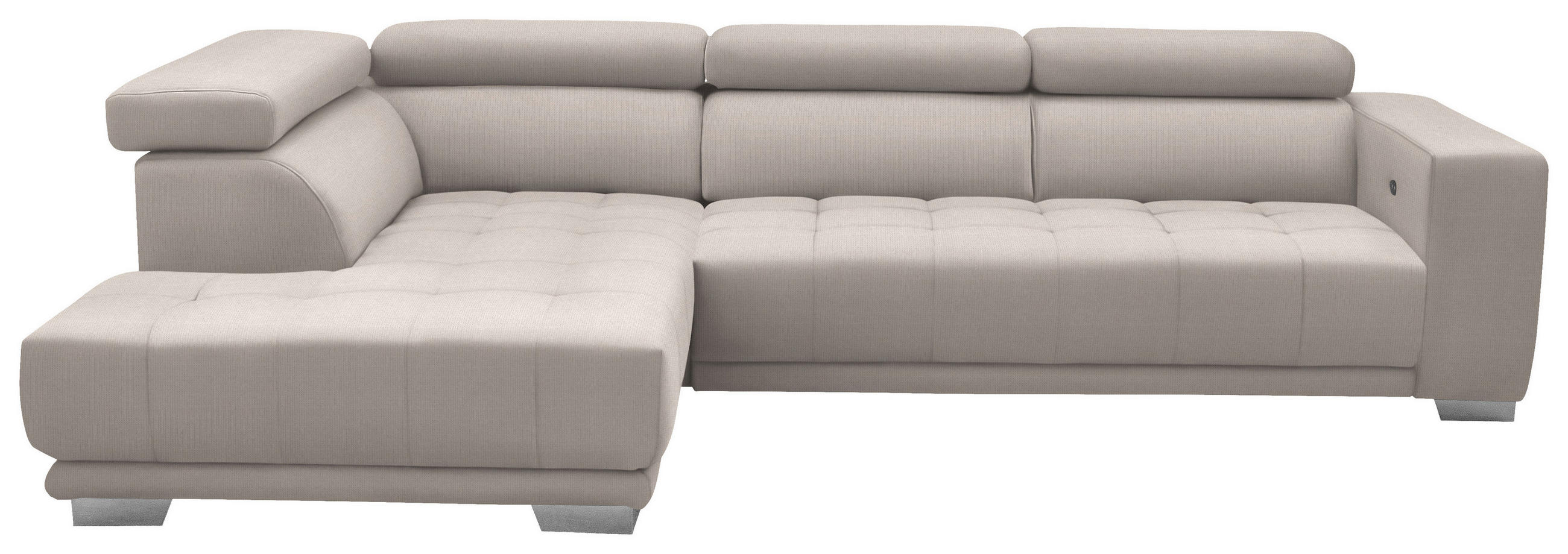 ECKSOFA in Mikrofaser Ecru  - Chromfarben/Ecru, Design, Textil/Metall (207/301cm) - Xora