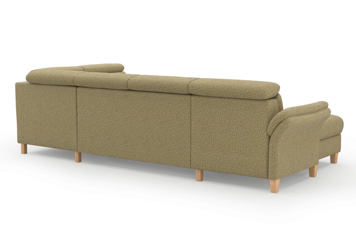 WOHNLANDSCHAFT GLENDALE E Olivgrün Chenille  - Eichefarben/Olivgrün, KONVENTIONELL, Holz/Textil (166/321/193cm) - Sit & More