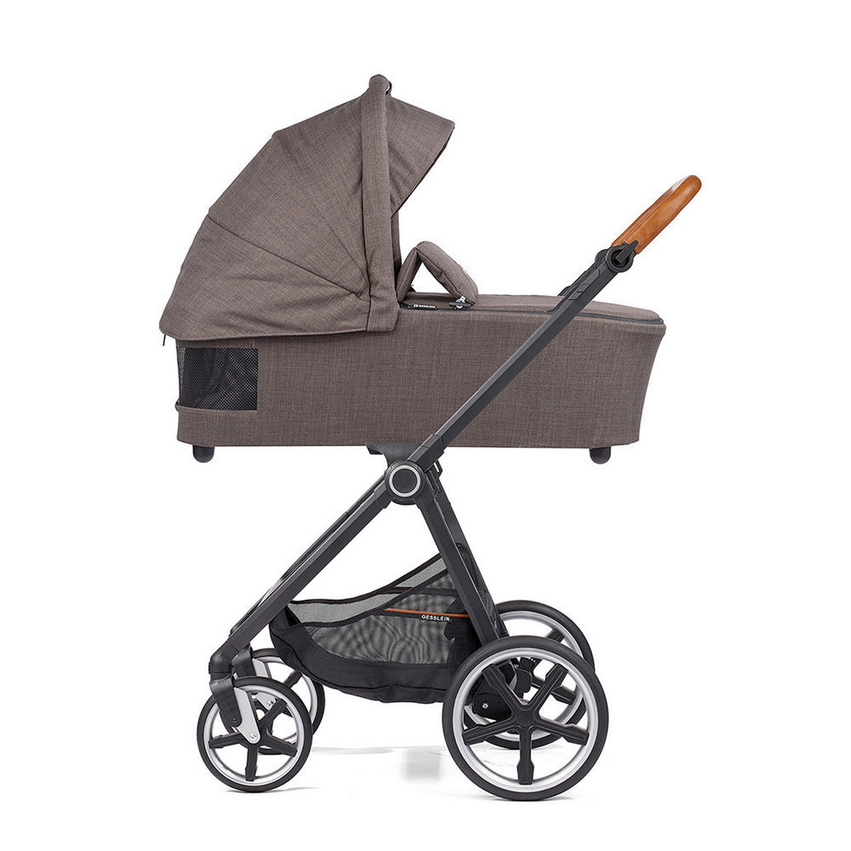 KINDERWAGENSET Fusion Panorama Lyx Set inkl. Wickeltasche  - Schwarz/Mokka, Basics, Metall (57/129/100cm) - Gesslein