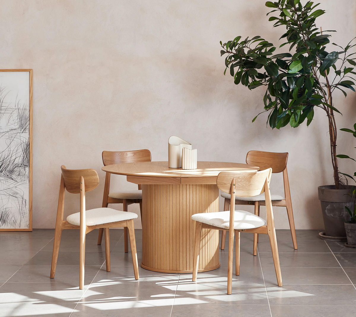 ESSTISCH Eichefarben rund  ausziehbar  - Eichefarben, Trend, Holzwerkstoff (120-167/120/75cm) - home24