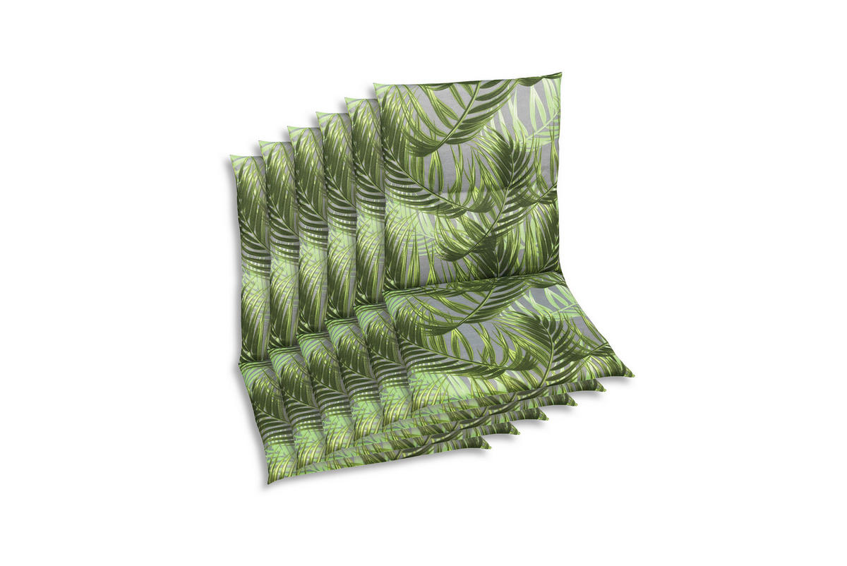 SESSELAUFLAGENSET Blätter  - Grau/Grün, KONVENTIONELL, Textil (48/5/98cm)