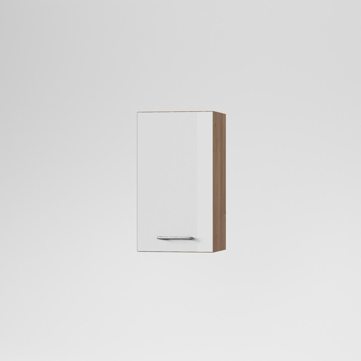 KONYHAI FALISZEKRÉNY - tölgyfa/magasfényű fehér, Basics, fa/fém (45/72/33cm) - Carryhome
