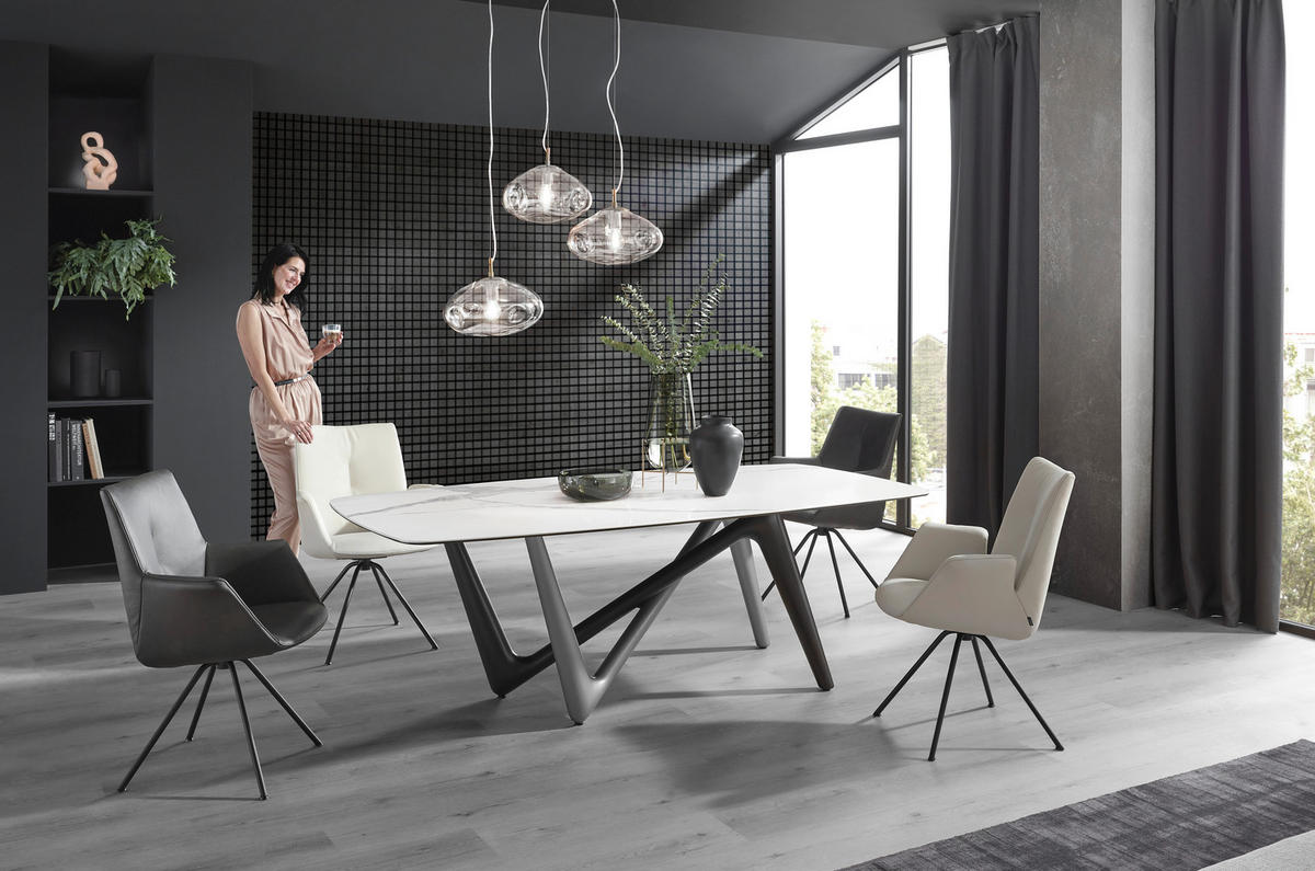 ESSTISCH in Kunststoff, Keramik 220/110/75 cm   - Weiss/Anthrazit, Design, Keramik/Kunststoff (220/110/75cm) - Dieter Knoll