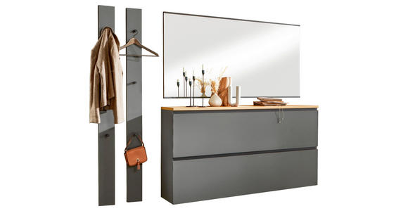 GARDEROBE 4-teilig  in 160/20/31 cm  - Eichefarben/Grau, Design, Holz (160/20/31cm) - Dieter Knoll