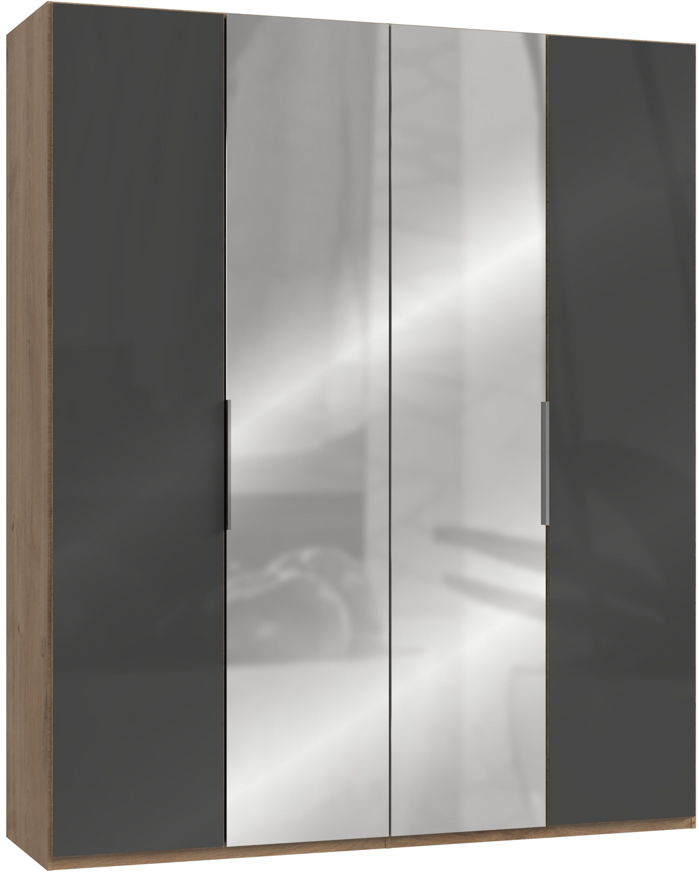 DREHTÜRENSCHRANK 200/236/58 cm 4-türig  - Chromfarben/Eichefarben, MODERN, Glas/Holzwerkstoff (200/236/58cm) - MID.YOU