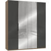 DREHTÜRENSCHRANK in Grau, Eichefarben  - Chromfarben/Eichefarben, Modern, Glas/Holzwerkstoff (200/236/58cm) - MID.YOU