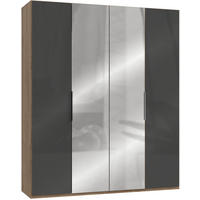 DREHTÜRENSCHRANK in Grau, Eichefarben  - Chromfarben/Eichefarben, Modern, Glas/Holzwerkstoff (200/236/58cm) - MID.YOU