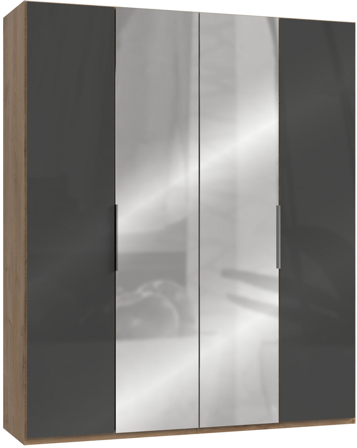 DREHTÜRENSCHRANK in Grau, Eichefarben  - Chromfarben/Eichefarben, Modern, Glas/Holzwerkstoff (200/236/58cm) - MID.YOU