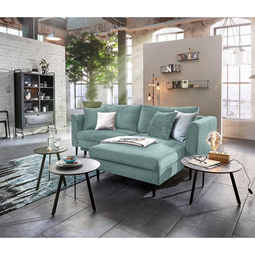 Thumbnail - Ti'me Ecksofa, Mintgrün, Textil, Buche, massiv, Uni, 3-Sitzer, Füllung: Schaumstoff, Ottomane rechts, L-Form, links mont...