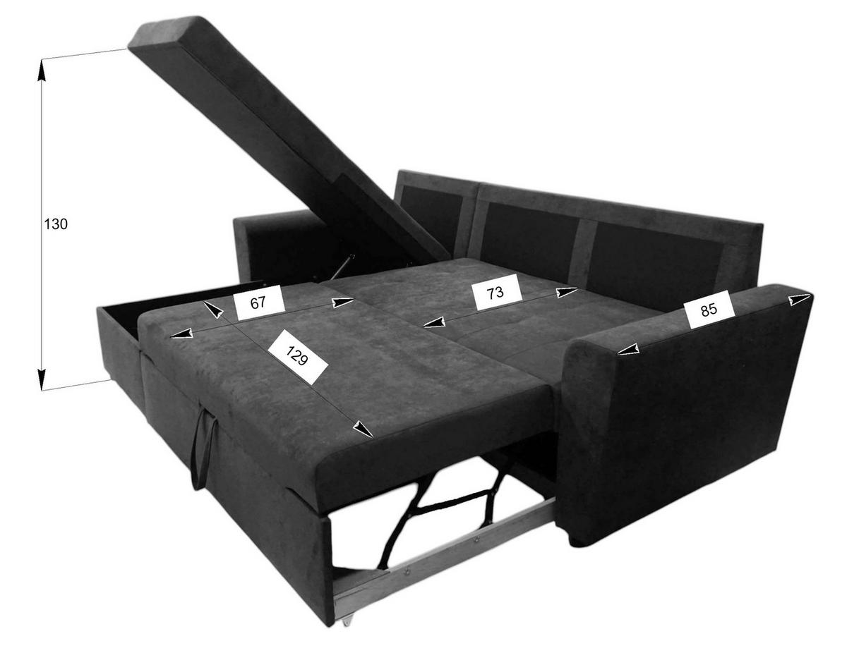 ECKSOFA TERMOLI Hellgrau Jacquard Rückenkissen, Bettkasten  - Hellgrau/Schwarz, Design, Kunststoff/Textil (155/231cm) - MID.YOU