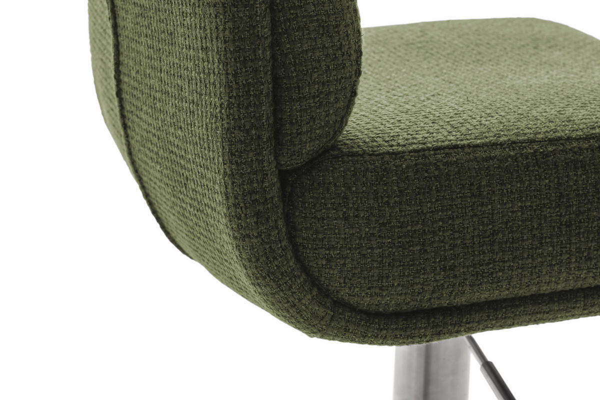BARHOCKER in Metall, Textil Edelstahlfarben, Olivgrün  - Edelstahlfarben/Olivgrün, Design, Textil/Metall (43/84/52cm) - Dieter Knoll