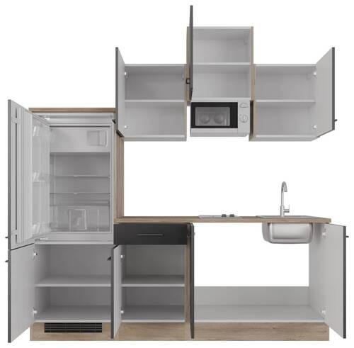 KUCHYNSKÁ LINKA CAPRI 210 - čierna/farba duba, Modern, kov/kompozitné drevo (210cm) - FlexWell