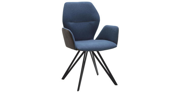ARMLEHNSTUHL Webstoff, Mikrofaser Anthrazit, Blau, Schwarz - Blau/Anthrazit, Design, Textil/Metall (62/91/59cm) - Valnatura