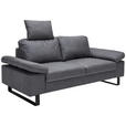 2-SITZER-SOFA in Mikrofaser Grau  - Beige/Schwarz, Design, Textil/Metall (194/86/97cm) - Hom`in