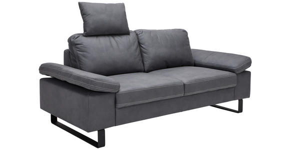 2-SITZER-SOFA in Mikrofaser Grau  - Beige/Schwarz, Design, Textil/Metall (194/86/97cm) - Hom`in