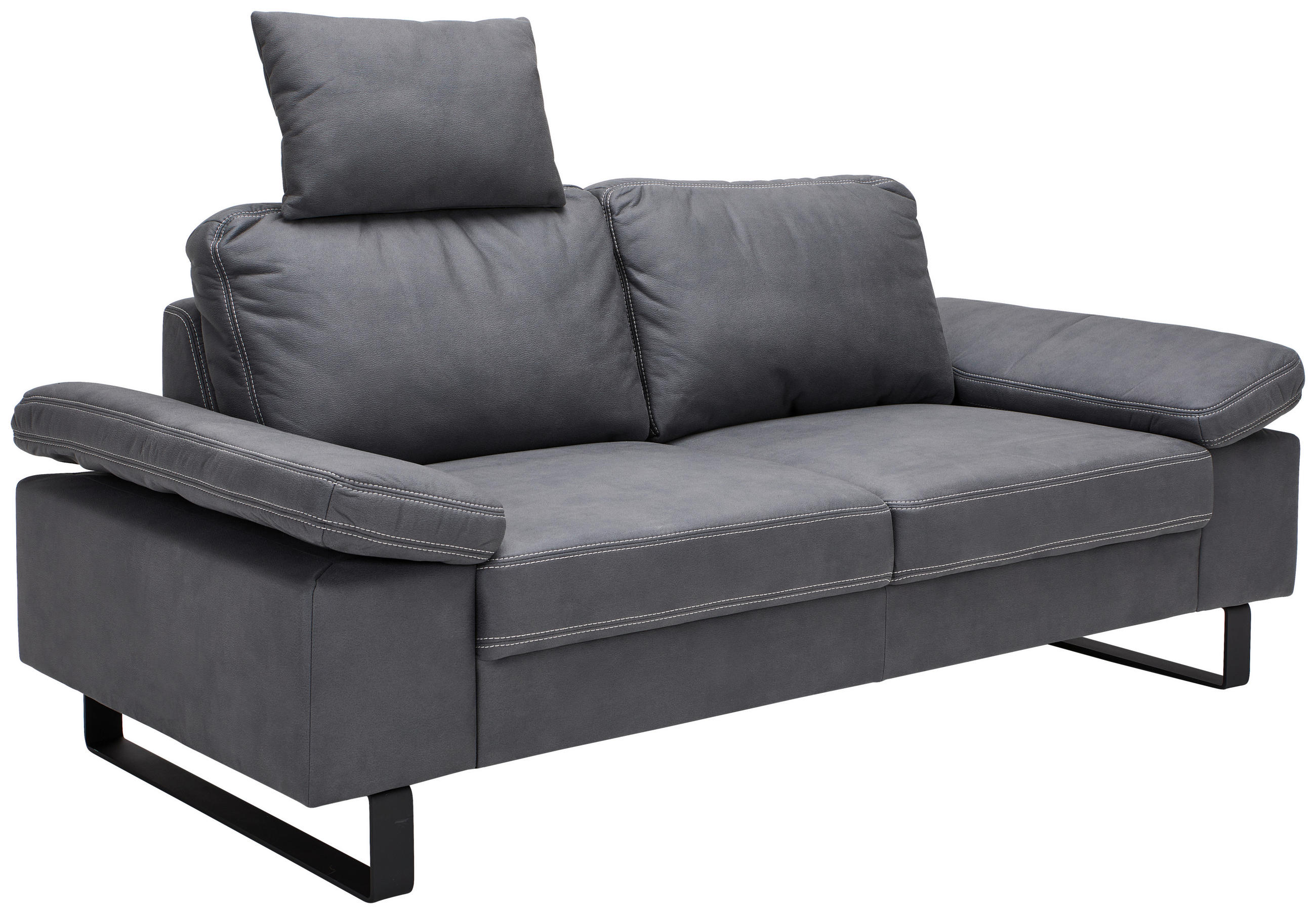 2-SITZER-SOFA Mikrofaser Grau  - Beige/Schwarz, Design, Textil/Metall (194/86/97cm) - Hom`in