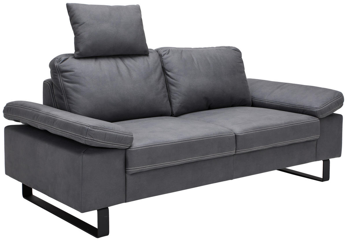 2-SITZER-SOFA in Mikrofaser Grau  - Beige/Schwarz, Design, Textil/Metall (194/86/97cm) - Hom`in