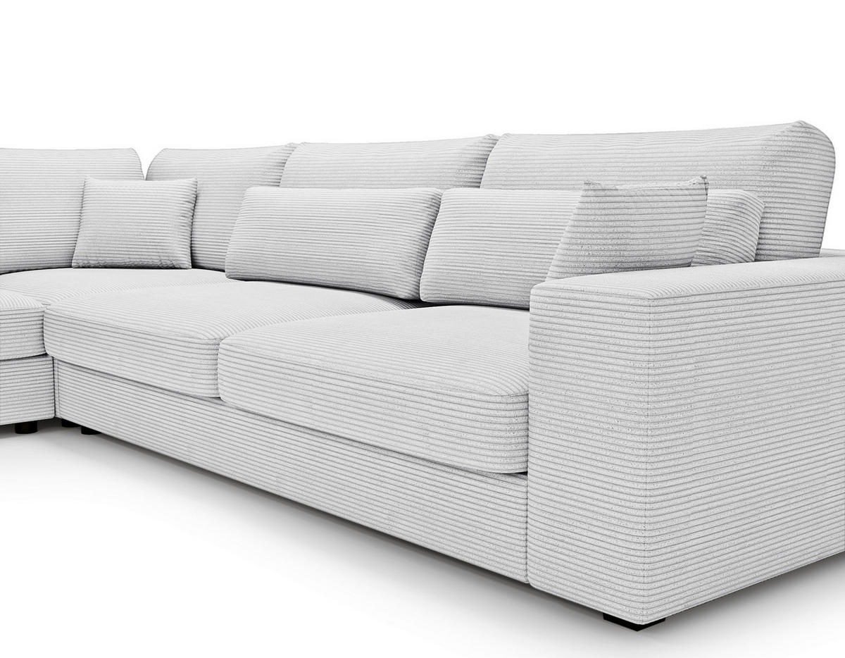 ECKSOFA Hellgrau Cord  - Hellgrau/Schwarz, KONVENTIONELL, Kunststoff/Textil (250/314cm) - Carryhome