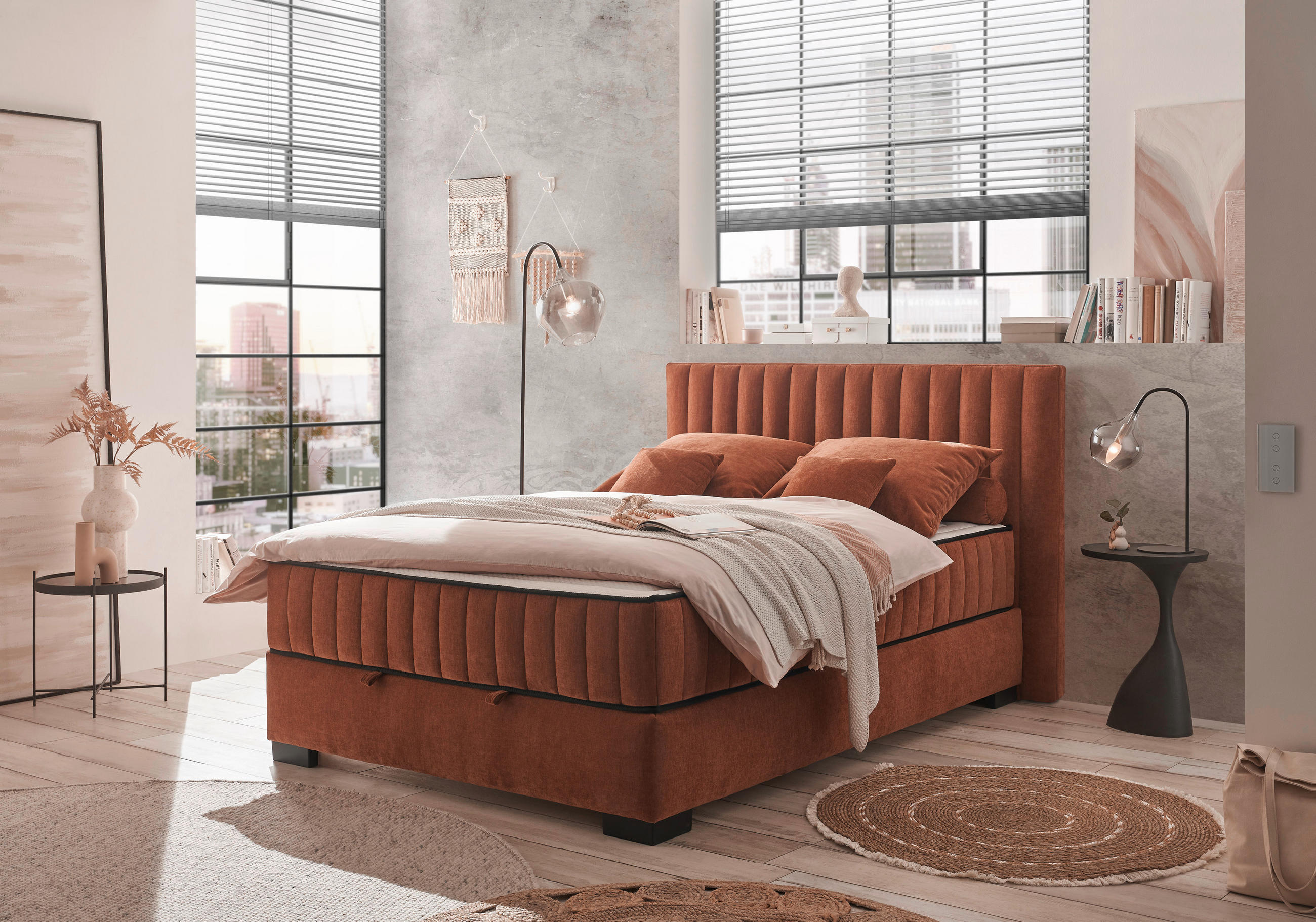 BOXBETT 140/200 cm  in Cognac  - Cognac/Schwarz, MODERN, Holzwerkstoff/Kunststoff (140/200cm) - MID.YOU