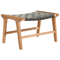 HOCKER in Holz, Leder Naturfarben, Schwarz  - Schwarz/Naturfarben, Design, Leder/Holz (65/40,5/46cm) - Livetastic