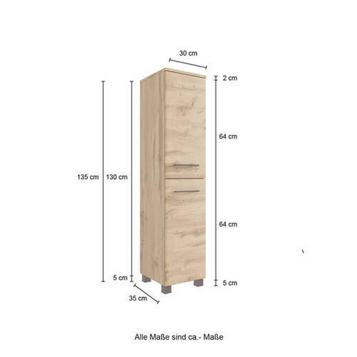 MIDI SKŘÍŇKA, barvy dubu, 30/130/35 cm - černá/barvy dubu, Moderní, kov/kompozitní dřevo (30/130/35cm) - Held
