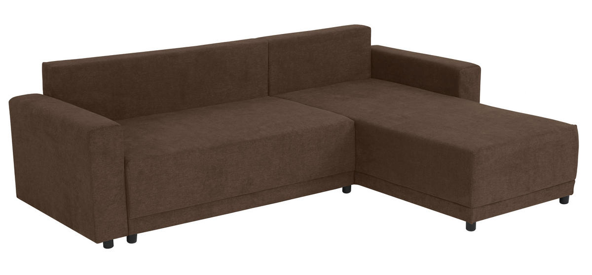 ECKSOFA Braun Mikrofaser  - Schwarz/Braun, Design, Kunststoff/Textil (178/248cm) - MID.YOU