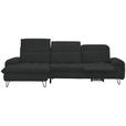 ECKSOFA in Webstoff Anthrazit  - Anthrazit/Schwarz, LIFESTYLE, Textil/Metall (180/310cm) - Valnatura