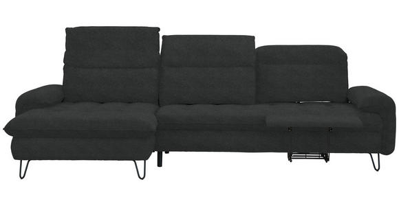 ECKSOFA in Webstoff Anthrazit  - Anthrazit/Schwarz, LIFESTYLE, Textil/Metall (180/310cm) - Valnatura