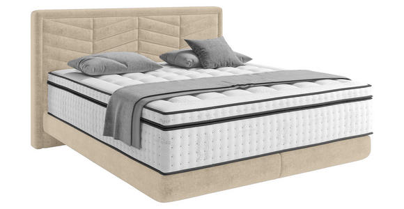 BOXSPRINGBETT 180/200 cm  in Beige  - Beige/Schwarz, KONVENTIONELL, Kunststoff/Textil (180/200cm) - Carryhome